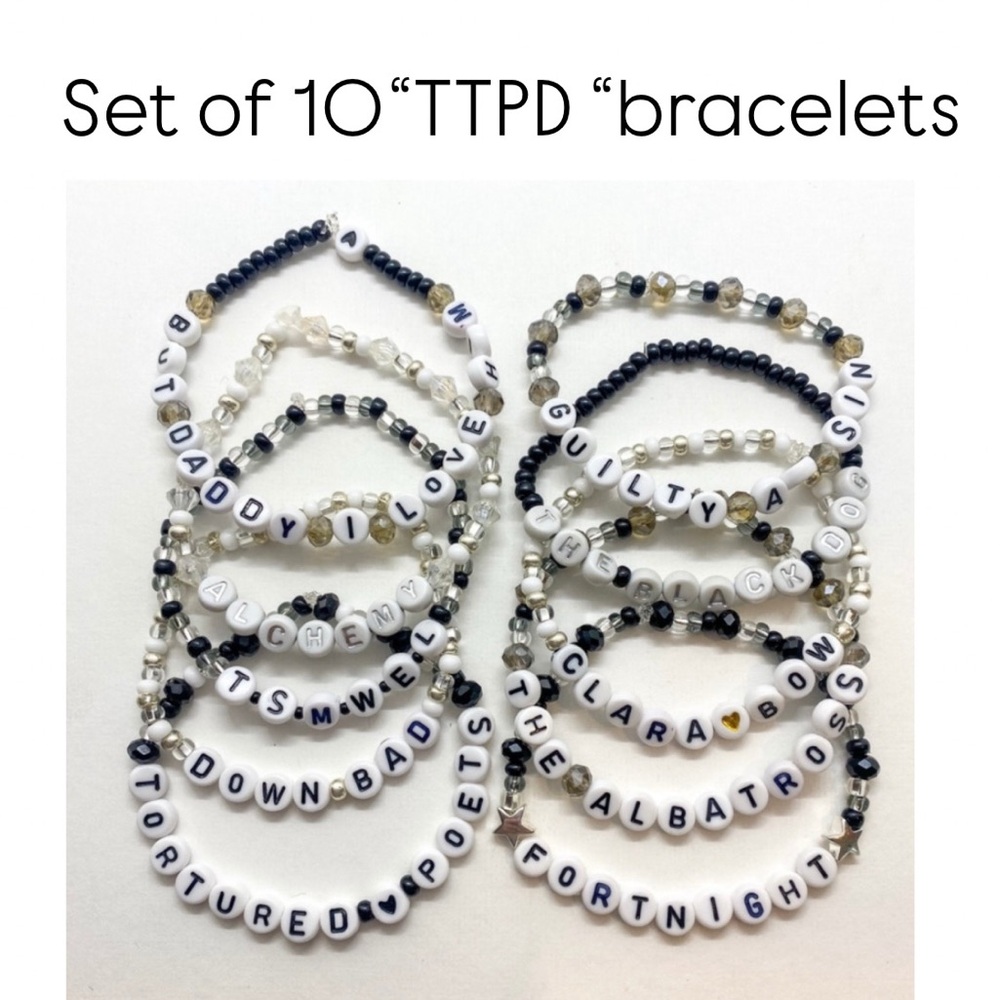 TAYLOR SWIFT TTPD FRIENDSHIP BRACELETS- Pack of 10 bracelets 🖤✨